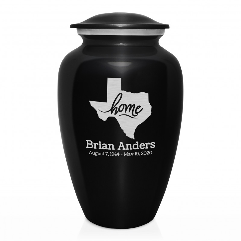 Texas Home Cremation Urn - Jet Black