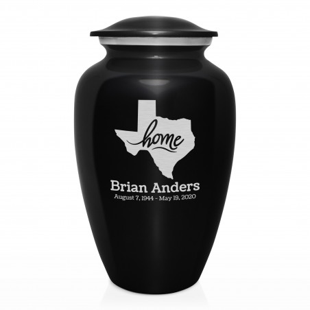 Texas Home Cremation Urn - Jet Black