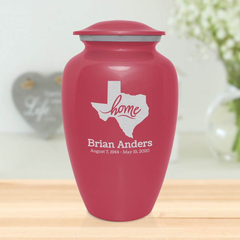 Texas Home Cremation Urn - Rose Pink