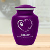Small Paw Prints On My Heart Pet Cremation Urn - Purple Luster