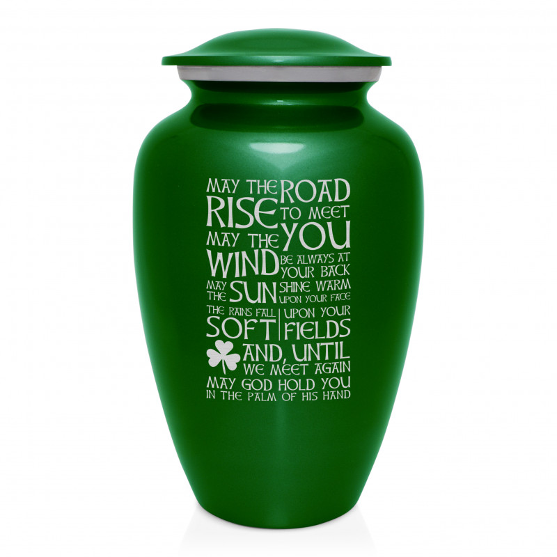 Irish Blessing Cremation Urn - Shamrock Green