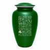 Irish Blessing Cremation Urn - Shamrock Green