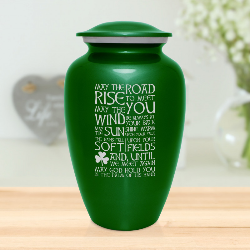 Irish Blessing Cremation Urn - Shamrock Green