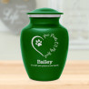 Small Paw Prints On My Heart Pet Cremation Urn - Shamrock Green