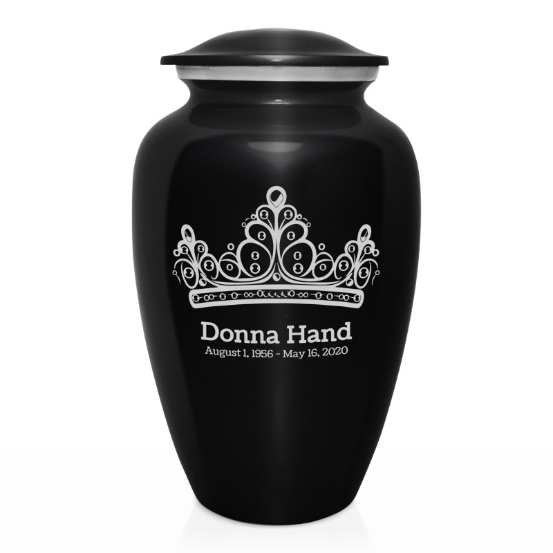 Princess Tiara Cremation Urn - Jet Black