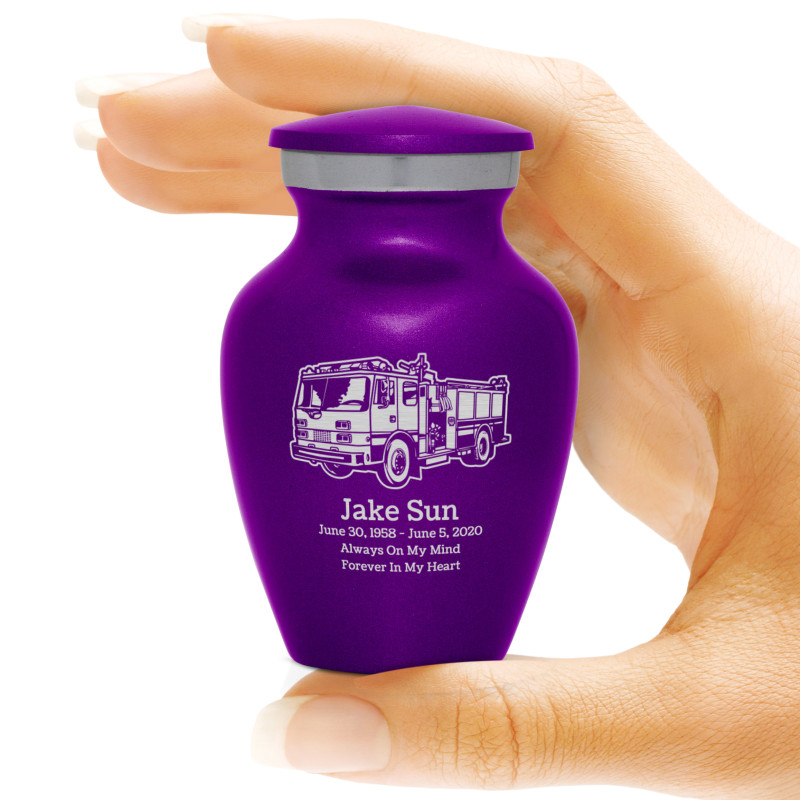 Fire Truck Keepsake Urn - Purple Luster