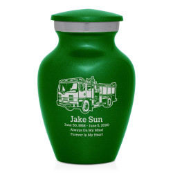 Fire Truck Keepsake Urn - Shamrock Green