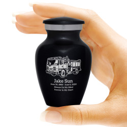 Fire Truck Keepsake Urn - Jet Black