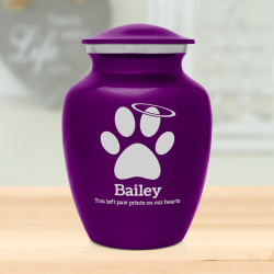 Small Angel Paw Pet Cremation Urn - Purple Luster