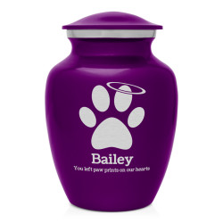 Small Angel Paw Pet Cremation Urn - Purple Luster