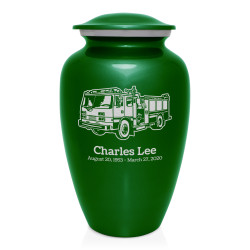 Fire Truck Cremation Urn - Shamrock Green