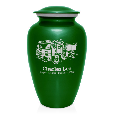 Fire Truck Cremation Urn - Shamrock Green