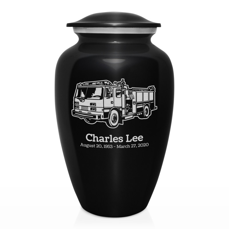 Fire Truck Cremation Urn - Jet Black