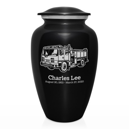 Fire Truck Cremation Urn - Jet Black