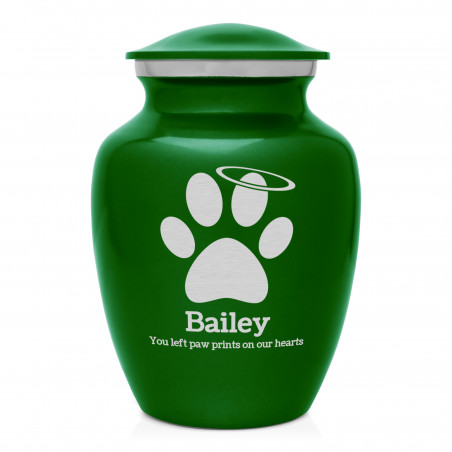 Small Angel Paw Pet Cremation Urn - Shamrock Green