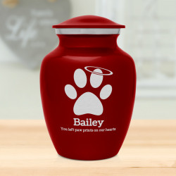 Small Angel Paw Pet Cremation Urn - Ruby Red