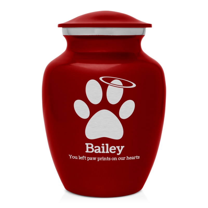 Small Angel Paw Pet Cremation Urn - Ruby Red