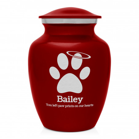 Small Angel Paw Pet Cremation Urn - Ruby Red