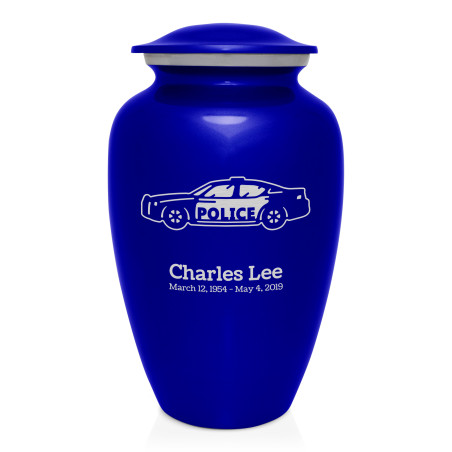 Police Car Cremation Urn - Midnight Blue