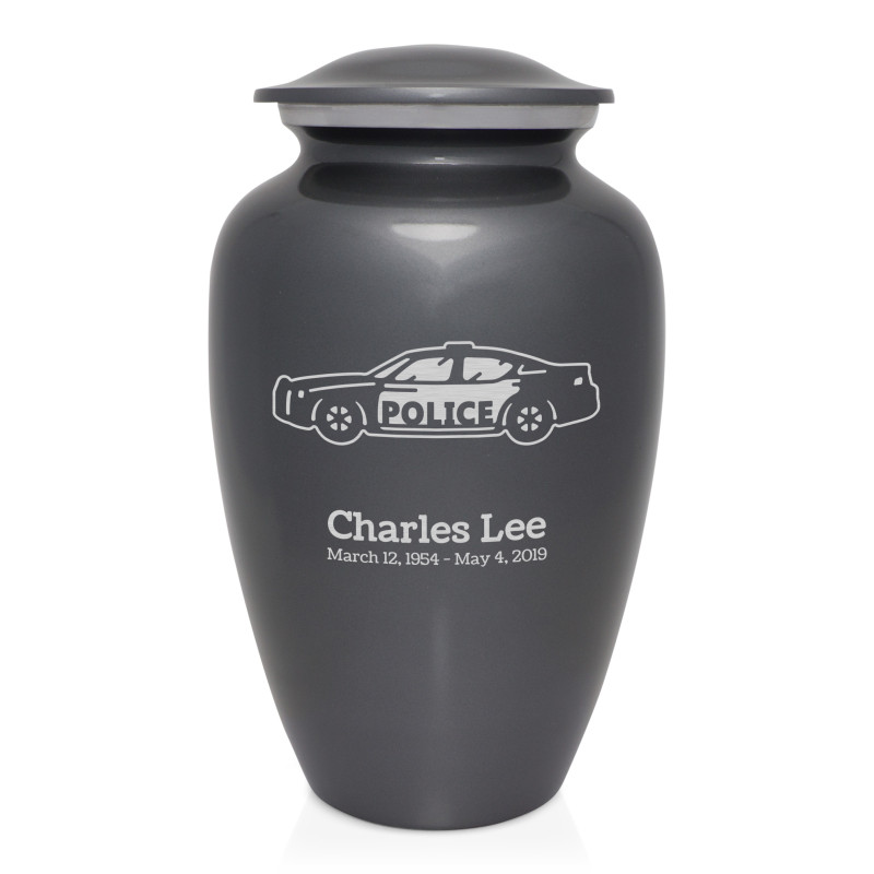 Police Car Cremation Urn - Gunmetal Gray