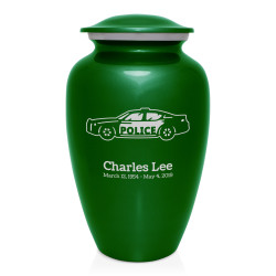 Police Car Cremation Urn - Shamrock Green