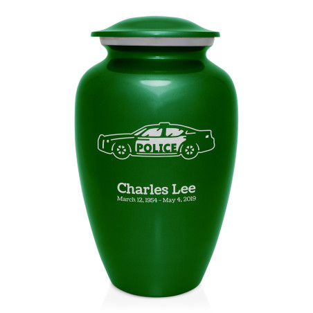 Police Car Cremation Urn - Shamrock Green