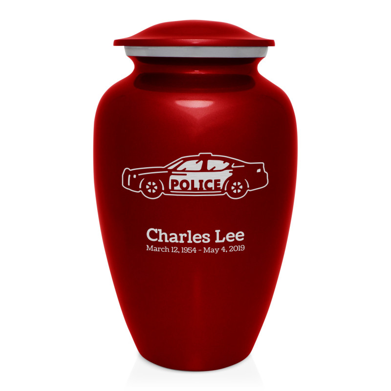 Police Car Cremation Urn - Ruby Red