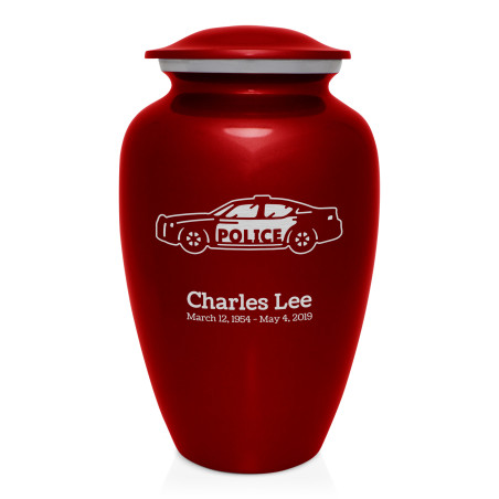 Police Car Cremation Urn - Ruby Red