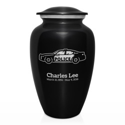 Police Car Cremation Urn - Jet Black