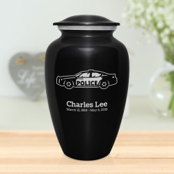 Police Car Cremation Urn - Jet Black