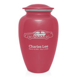 Police Car Cremation Urn - Rose Pink