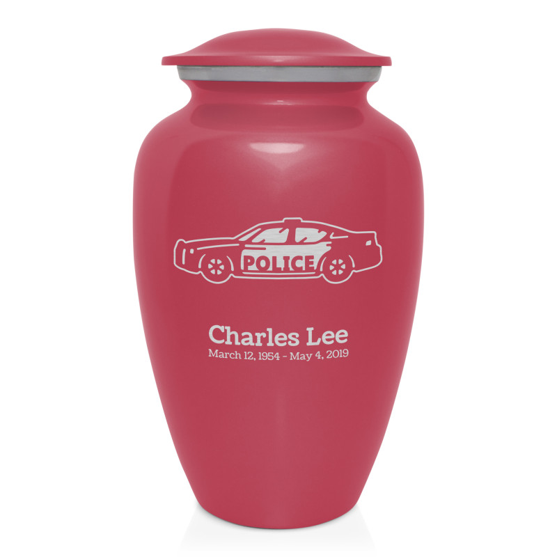Police Car Cremation Urn - Rose Pink
