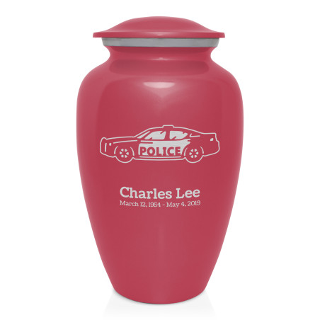 Police Car Cremation Urn - Rose Pink