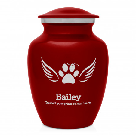 Small Angel Wings Pet Cremation Urn - Ruby Red