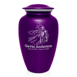 Knight Cremation Urn - Purple Luster