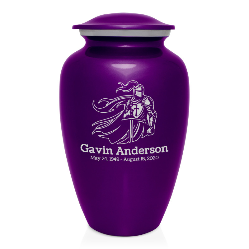 Knight Cremation Urn - Purple Luster