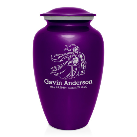 Knight Cremation Urn - Purple Luster