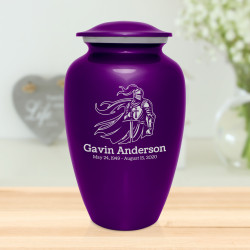 Knight Cremation Urn - Purple Luster