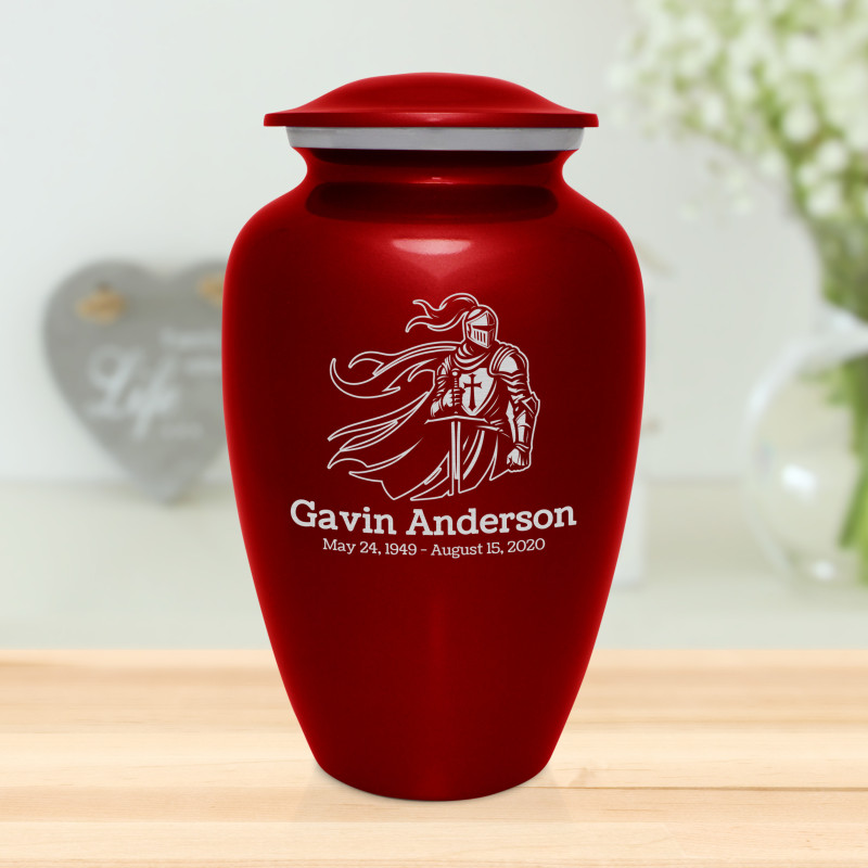 Knight Cremation Urn - Ruby Red
