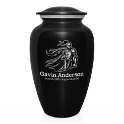 Knight Cremation Urn - Jet Black