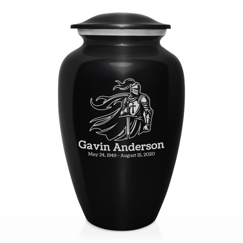 Knight Cremation Urn - Jet Black