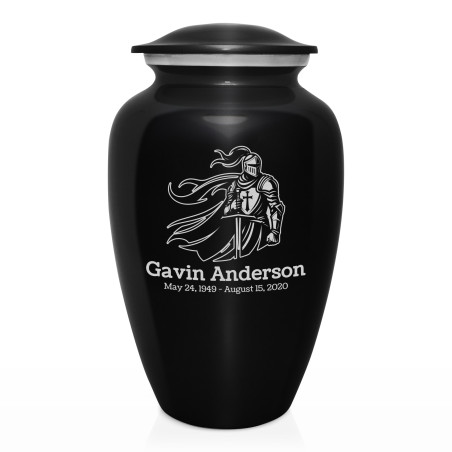 Knight Cremation Urn - Jet Black