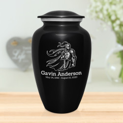 Knight Cremation Urn - Jet Black