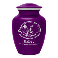 Dreaming Kitten Pet Cremation Urn - Purple Luster