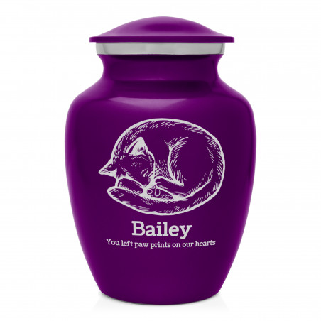 Dreaming Kitten Pet Cremation Urn - Purple Luster