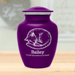 Dreaming Kitten Pet Cremation Urn - Purple Luster