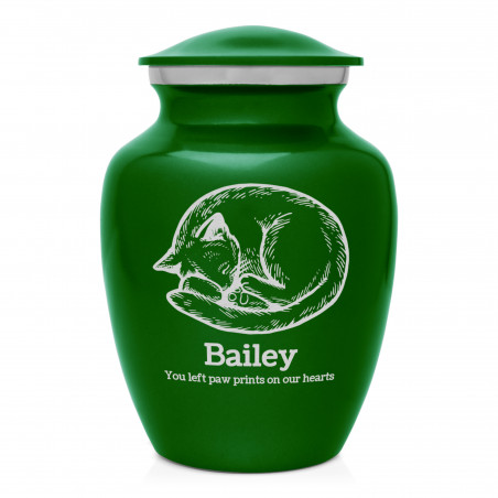 Dreaming Kitten Pet Cremation Urn - Shamrock Green