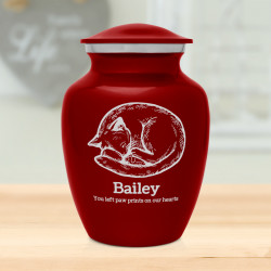 Dreaming Kitten Pet Cremation Urn - Ruby Red