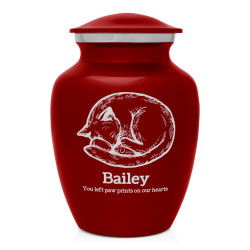 Dreaming Kitten Pet Cremation Urn - Ruby Red