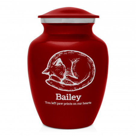 Dreaming Kitten Pet Cremation Urn - Ruby Red